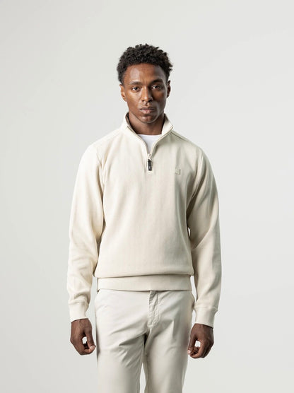 PUROEGO SUDADERA CUELLO MOCK MEDIA CREMALLERA CRUDO