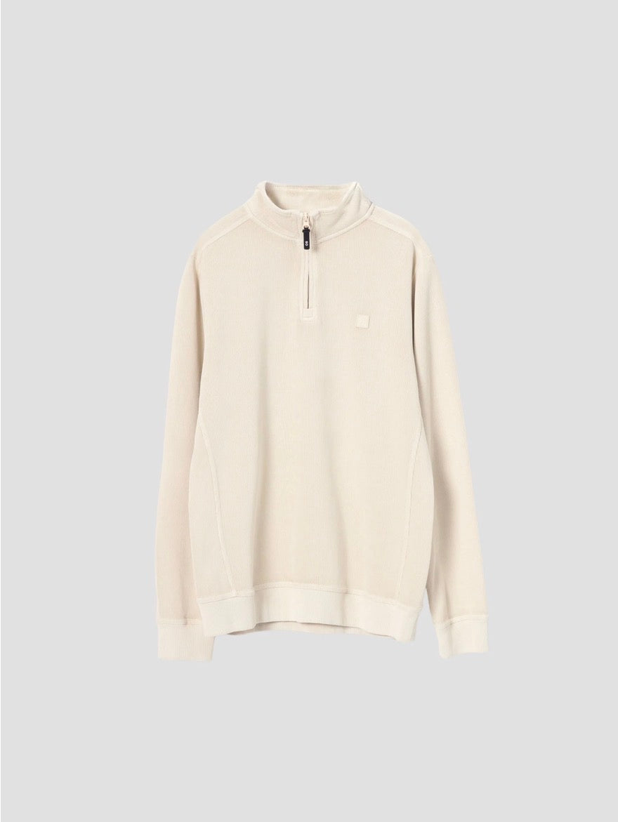 PUROEGO SUDADERA CUELLO MOCK MEDIA CREMALLERA CRUDO
