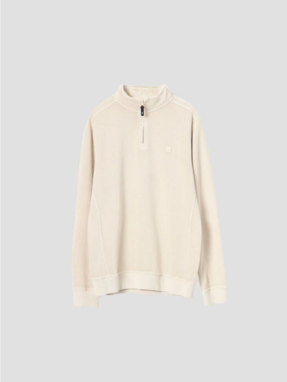 PUROEGO SUDADERA CUELLO MOCK MEDIA CREMALLERA CRUDO
