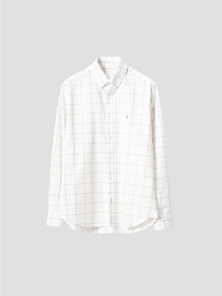 PUROEGO CAMISA CUADROS VENTANA ALGODÓN GRIS