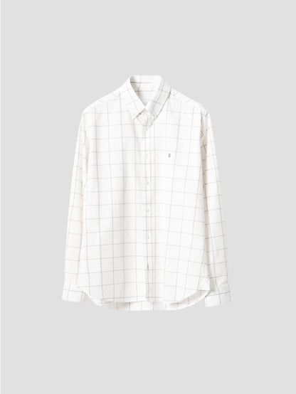 PUROEGO CAMISA CUADROS VENTANA ALGODÓN GRIS