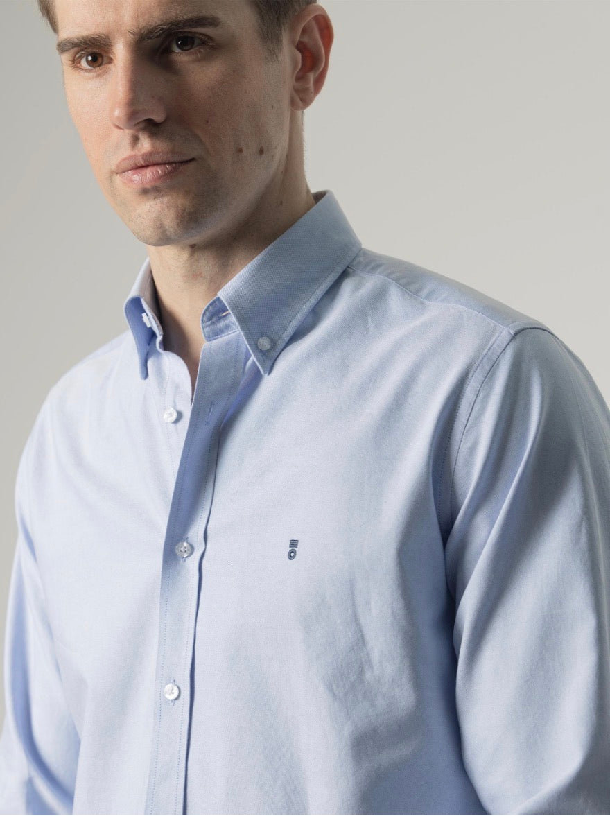 PUROEGO CAMISA OXFORD ALGODÓN CELESTE