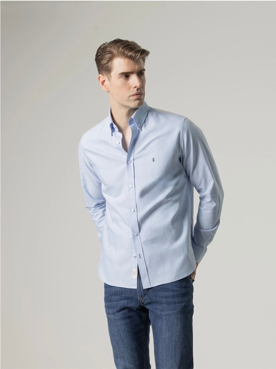 PUROEGO CAMISA OXFORD ALGODÓN CELESTE