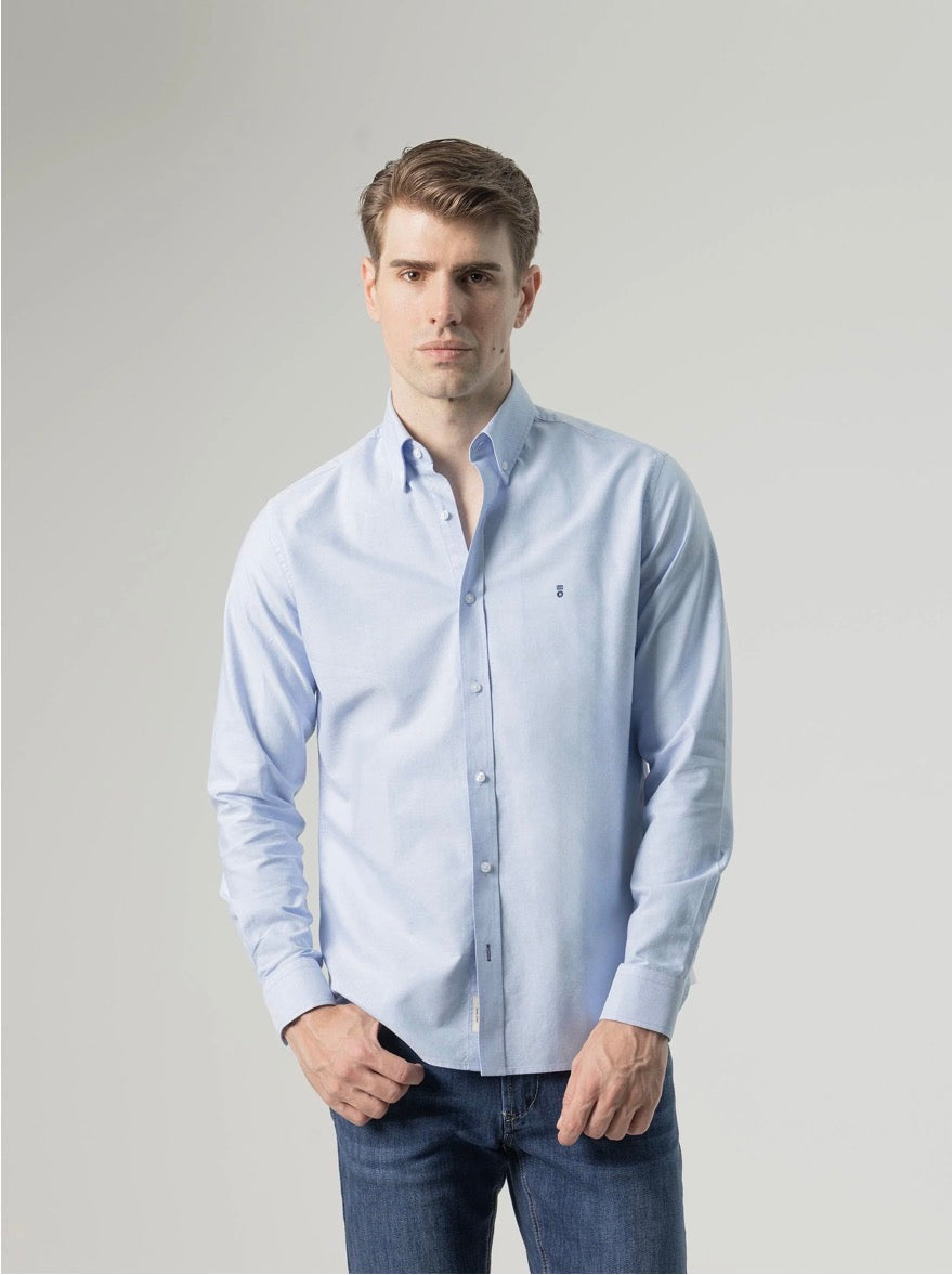 PUROEGO CAMISA OXFORD ALGODÓN CELESTE