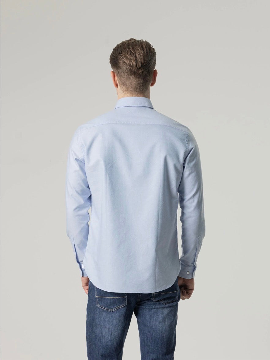 PUROEGO CAMISA OXFORD ALGODÓN CELESTE