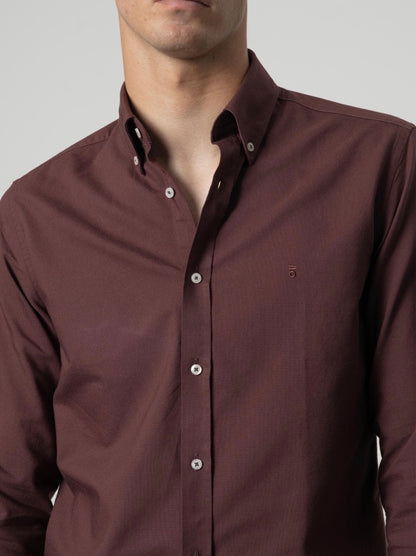 PUROEGO CAMISA OXFORD ALGODÓN BURDEOS