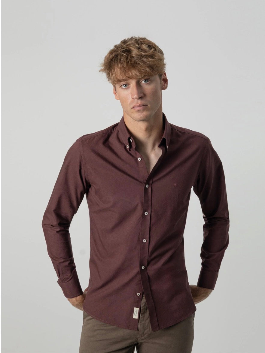 PUROEGO CAMISA OXFORD ALGODÓN BURDEOS