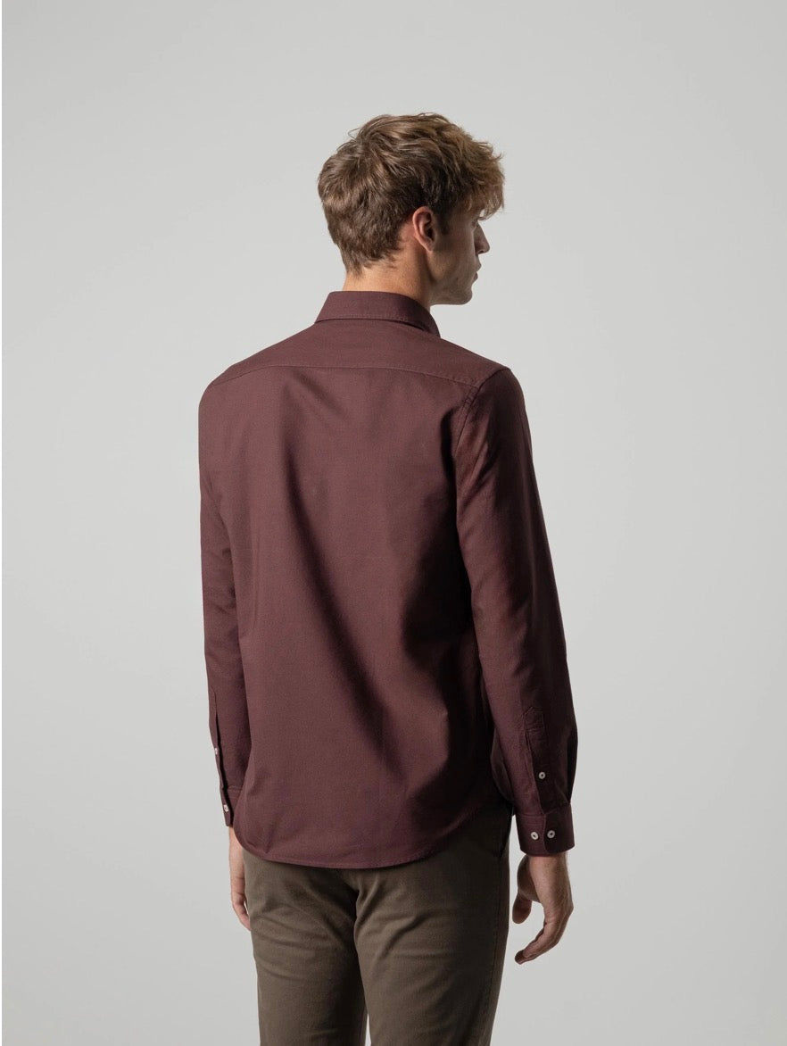 PUROEGO CAMISA OXFORD ALGODÓN BURDEOS