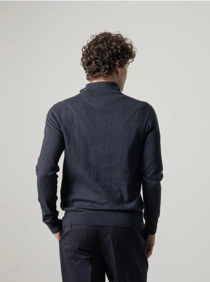 PUROEGO JERSEY CUELLO MOCK CREMALLERA AZUL OSCURO