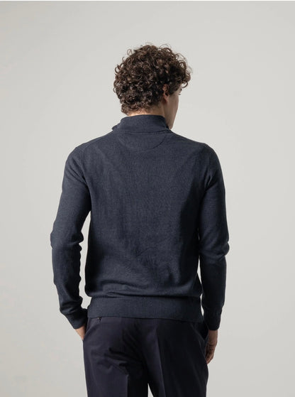 PUROEGO JERSEY CUELLO MOCK CREMALLERA AZUL OSCURO