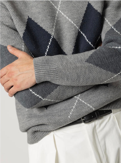 PUROEGO JERSEY ROMBOS LANA GRIS