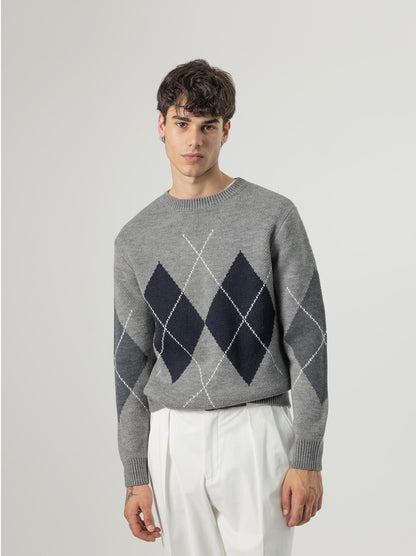 PUROEGO JERSEY ROMBOS LANA GRIS