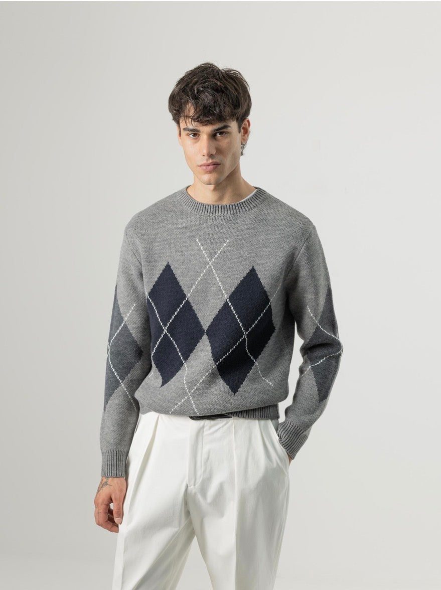 PUROEGO JERSEY ROMBOS LANA GRIS