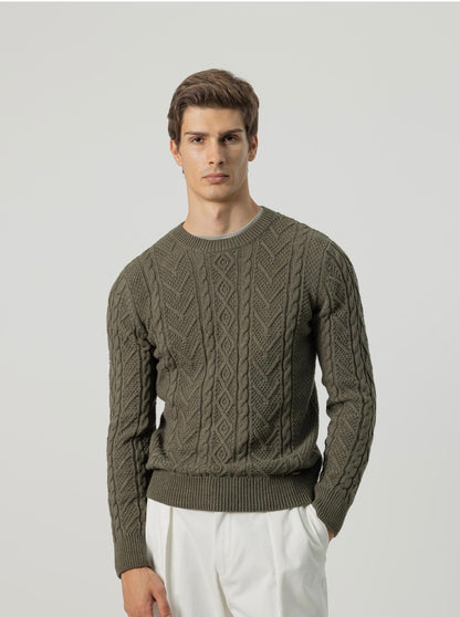 PUROEGO JERSEY TRENZADO VERDE KAKI