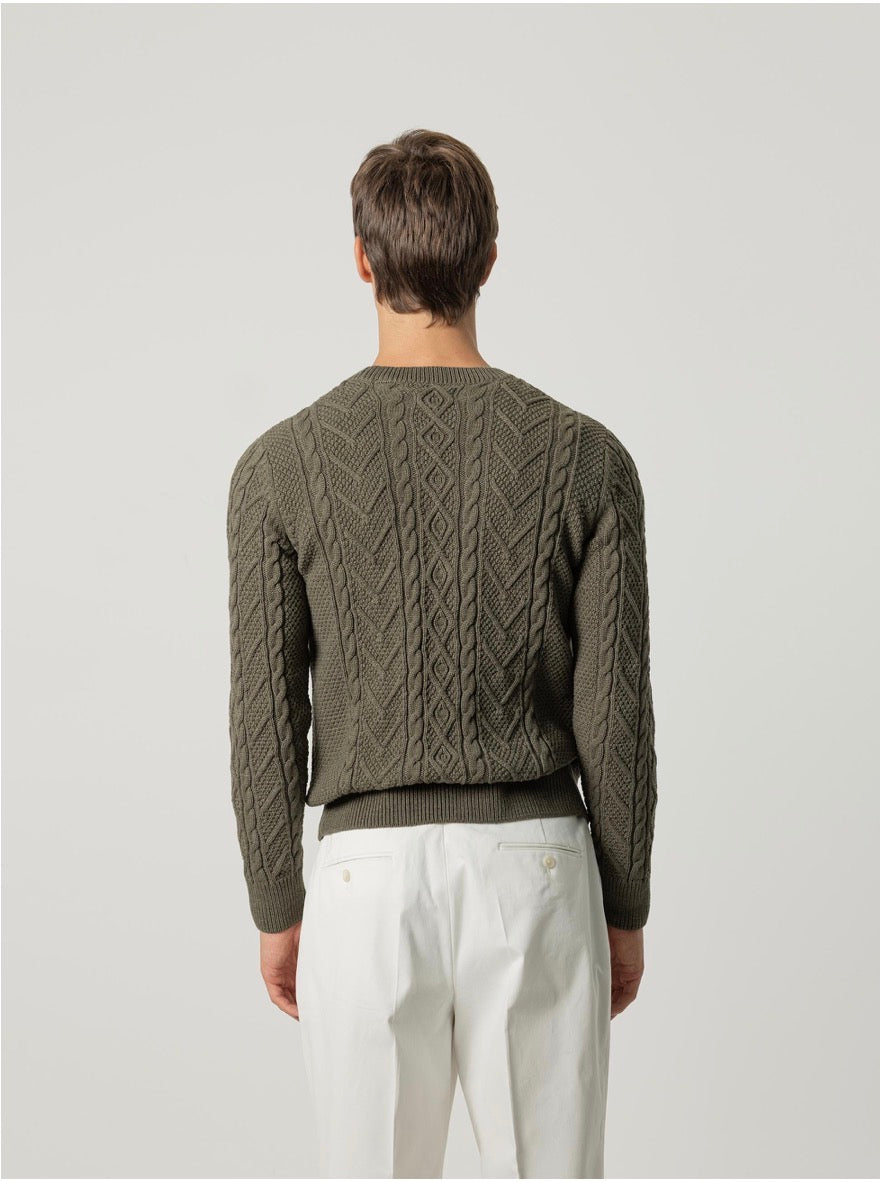 PUROEGO JERSEY TRENZADO VERDE KAKI