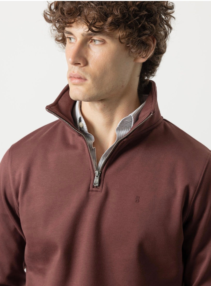 PUROEGO SUDADERA CUELLO CREMALLERA COÑAC