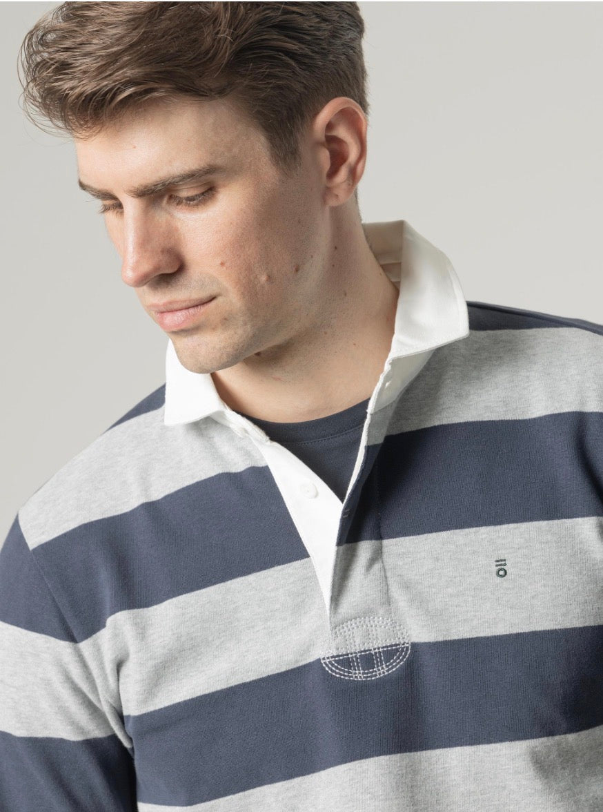 PUROEGO POLO RUGBY RAYAS AZUL OSCURO