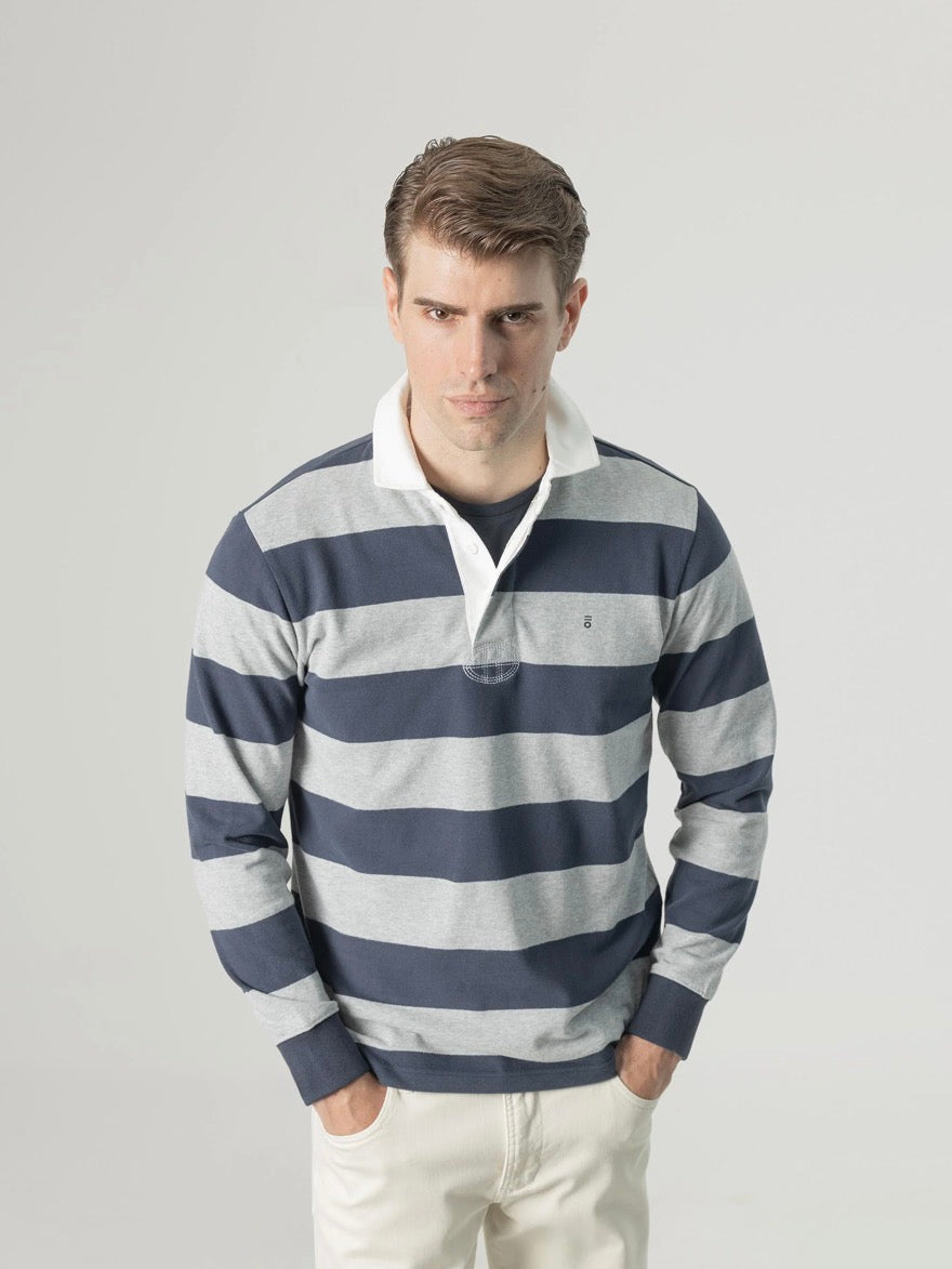 PUROEGO POLO RUGBY RAYAS AZUL OSCURO