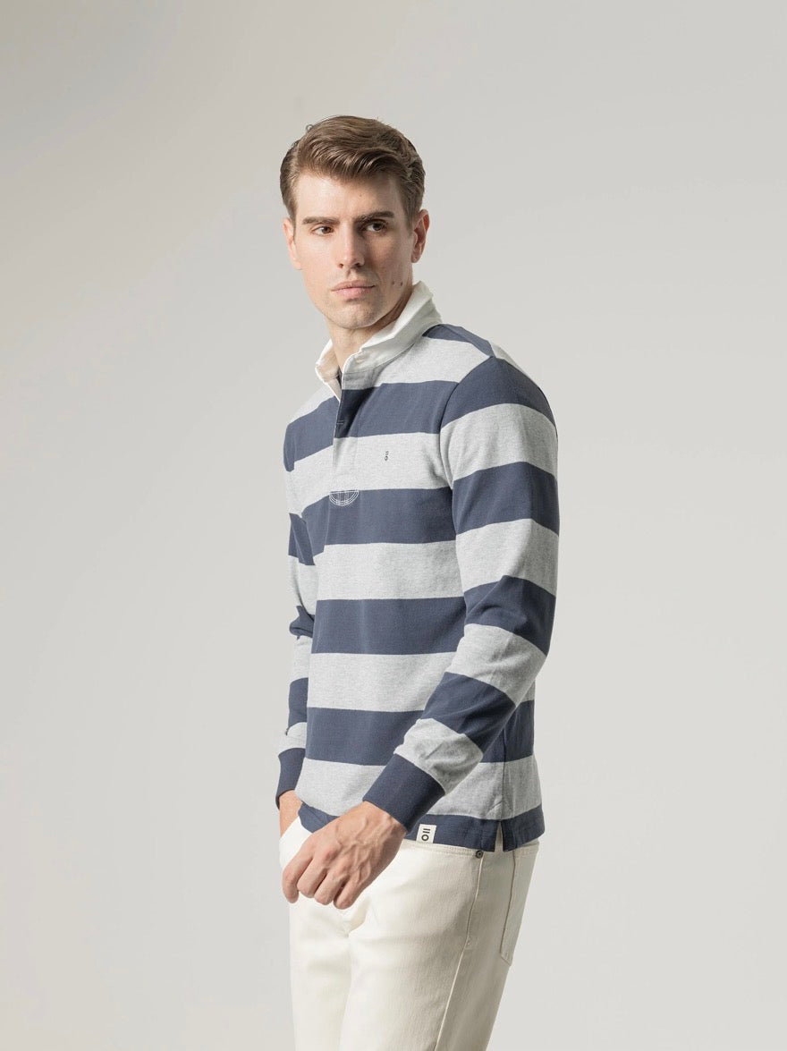 PUROEGO POLO RUGBY RAYAS AZUL OSCURO