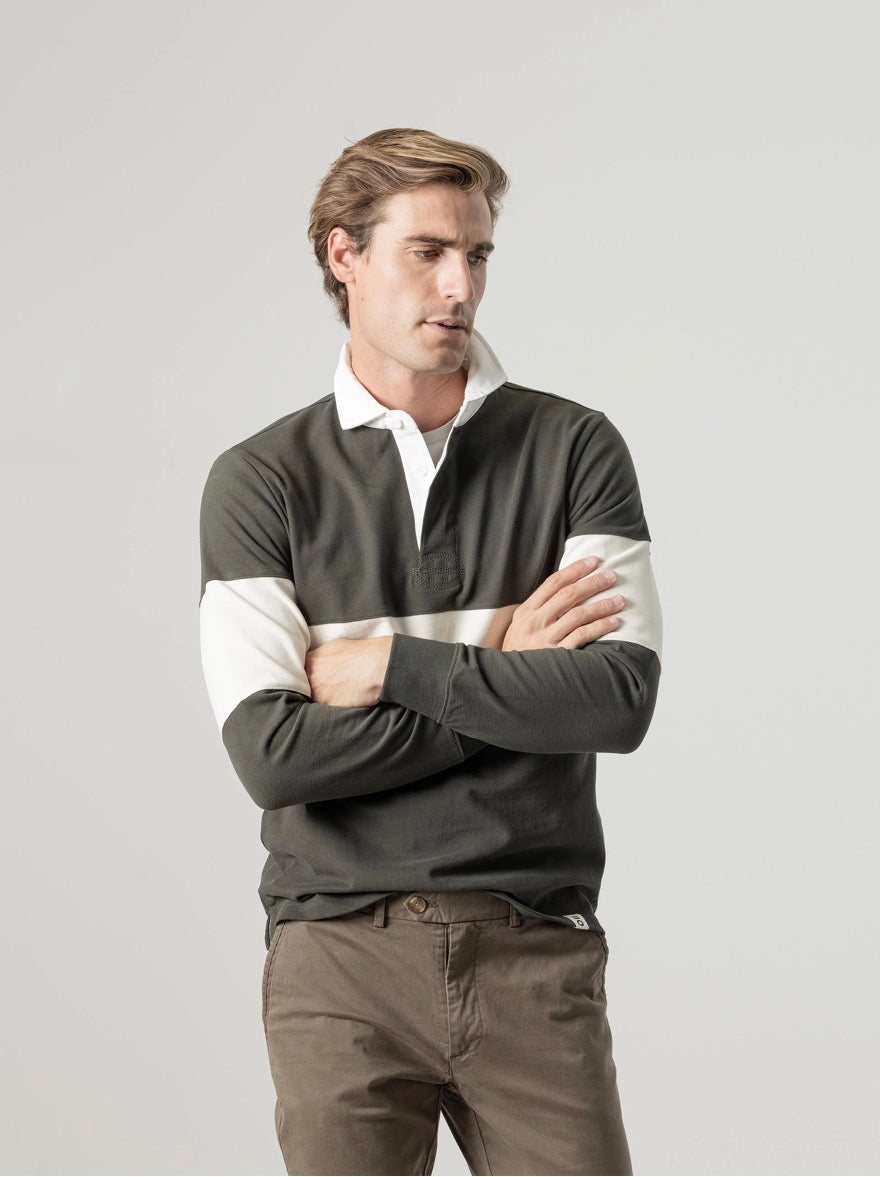 PUROEGO POLO RUGBY FRANJAS VERDE OSCURO