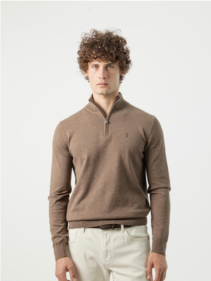 PUROEGO JERSEY CUELLO MOCK CREMALLERA MARRÓN