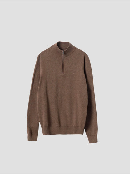PUROEGO JERSEY CUELLO MOCK CREMALLERA MARRÓN
