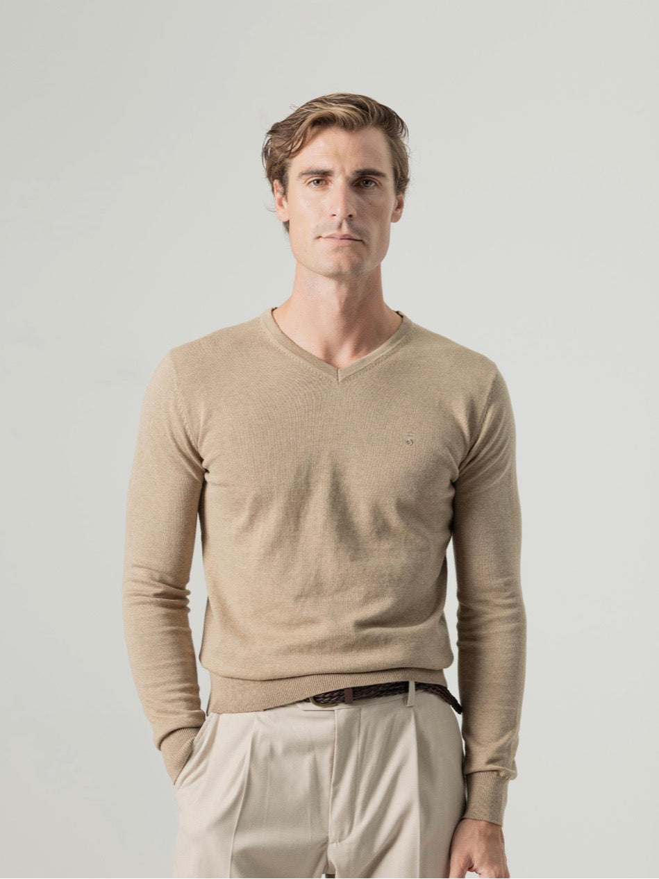 PUROEGO JERSEY CUELLO PICO TOSTADO