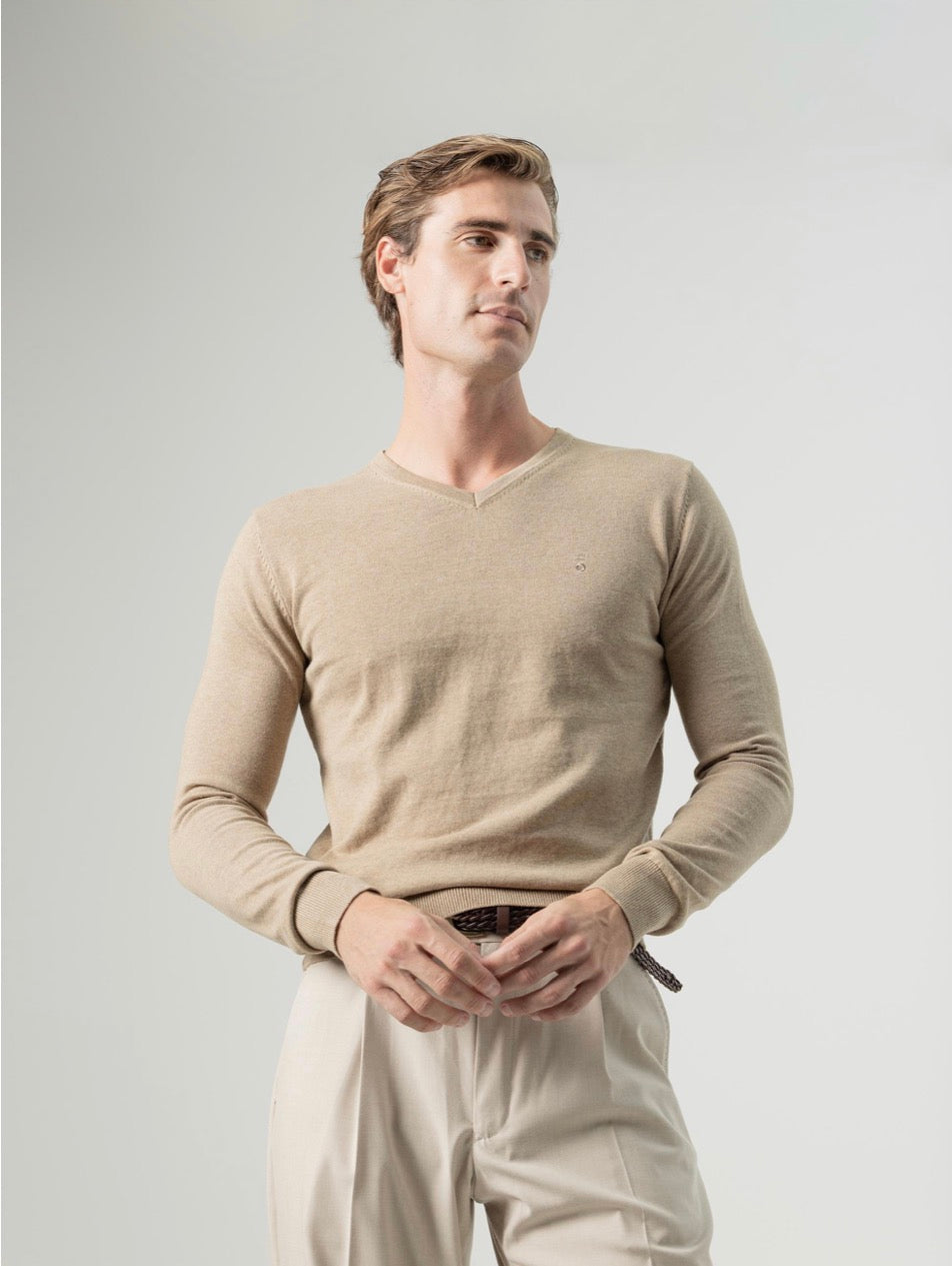 PUROEGO JERSEY CUELLO PICO TOSTADO