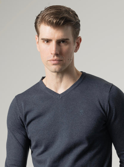 PUROEGO JERSEY CUELLO PICO AZUL OSCURO