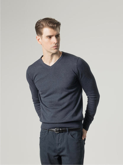 PUROEGO JERSEY CUELLO PICO AZUL OSCURO