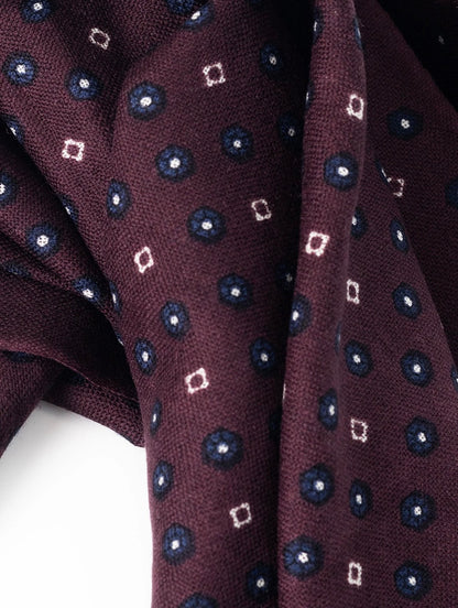 PUROEGO FOULARD LANA TOPOS GEOMÉTRICOS BURDEOS