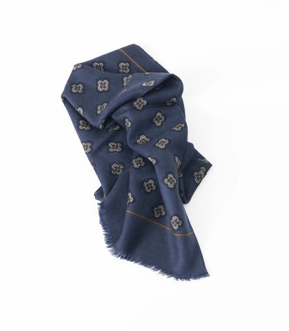 PUROEGO FOULARD LANA FLORAL AZUL OSCURO