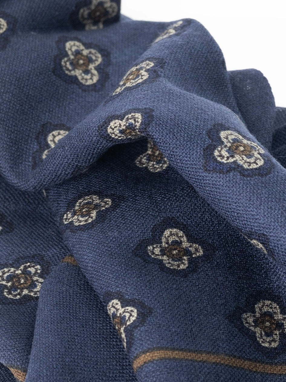 PUROEGO FOULARD LANA FLORAL AZUL OSCURO