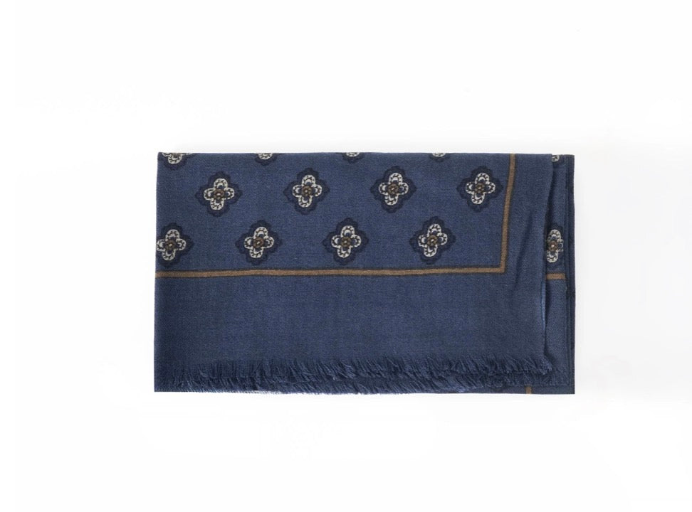 PUROEGO FOULARD LANA FLORAL AZUL OSCURO